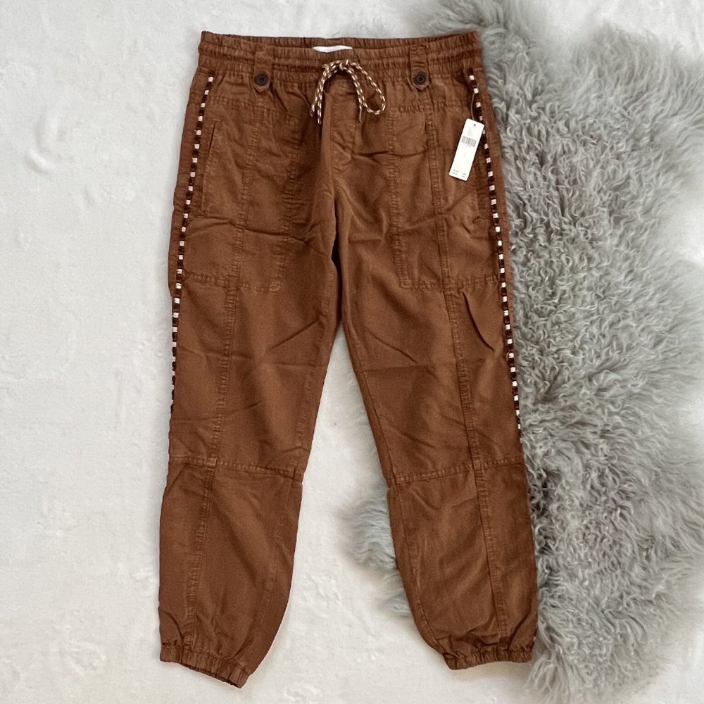 Anthropologie Embroidered Utility Jogger